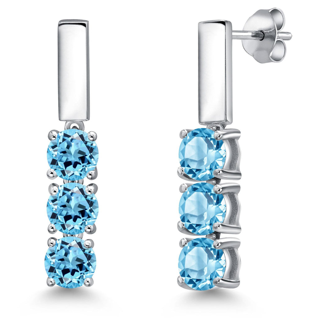 Swiss Blue Topaz - November_Earrings in 925 Sterling Silver