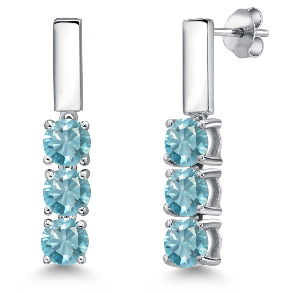 Blue Zircon_Earrings in 925 Sterling Silver
