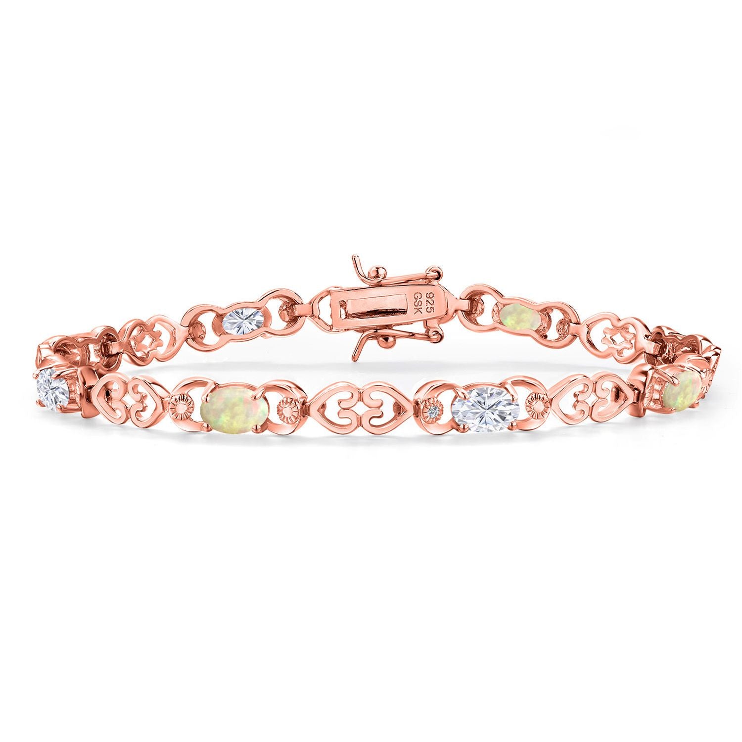 Ethiopian Opal-Cabochon - October_Bracelet in 925 Rose Gold Plated Silver
