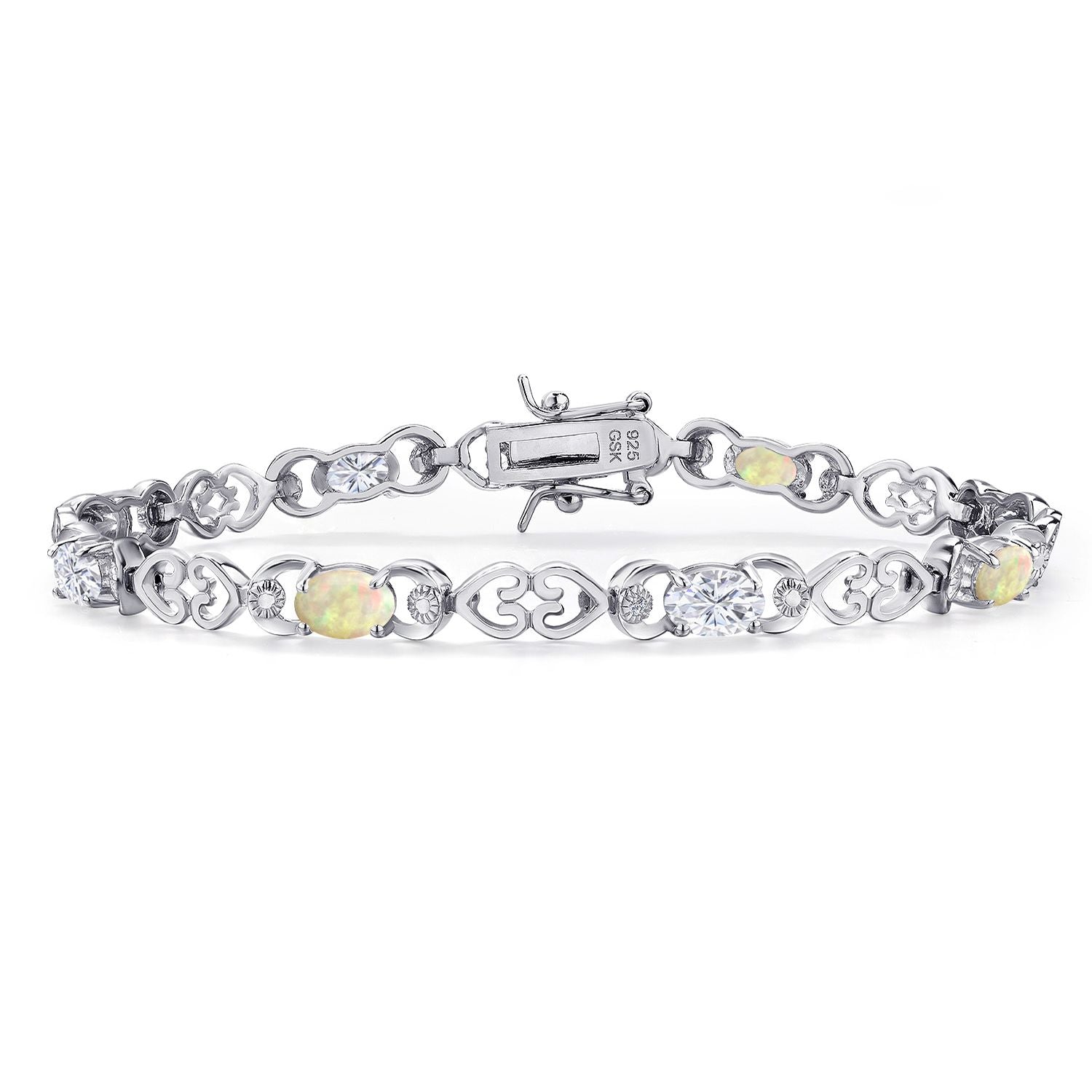 Ethiopian Opal-Cabochon - October_Bracelet in 925 Sterling Silver