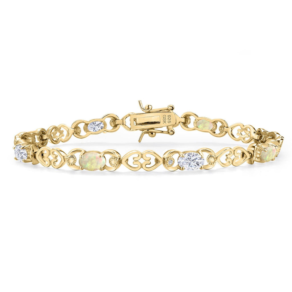 Ethiopian Opal-Cabochon - October_Bracelet in 925 Yellow Gold Plated Silver