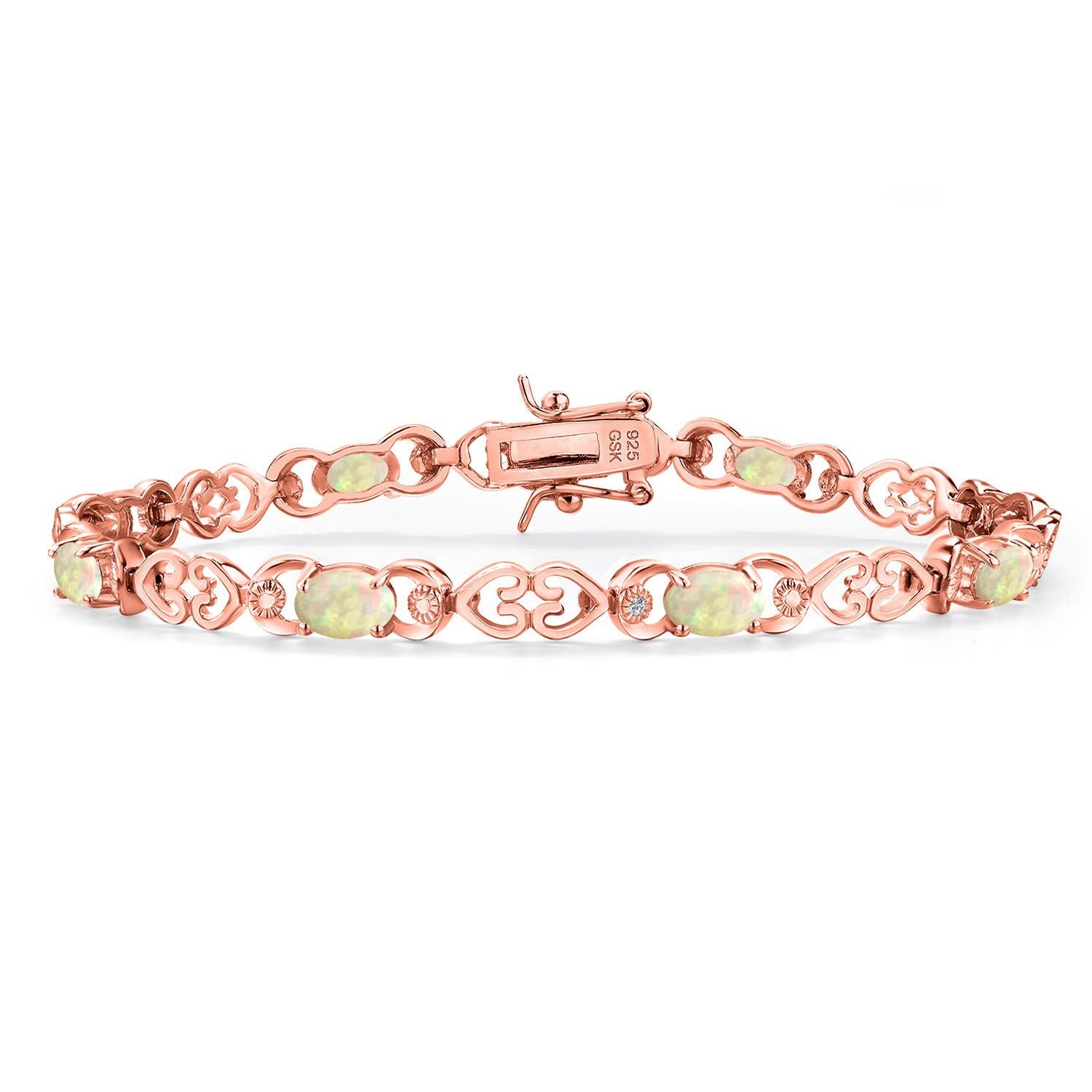 Ethiopian Opal-Cabochon - October_Bracelet in 925 Rose Gold Plated Silver