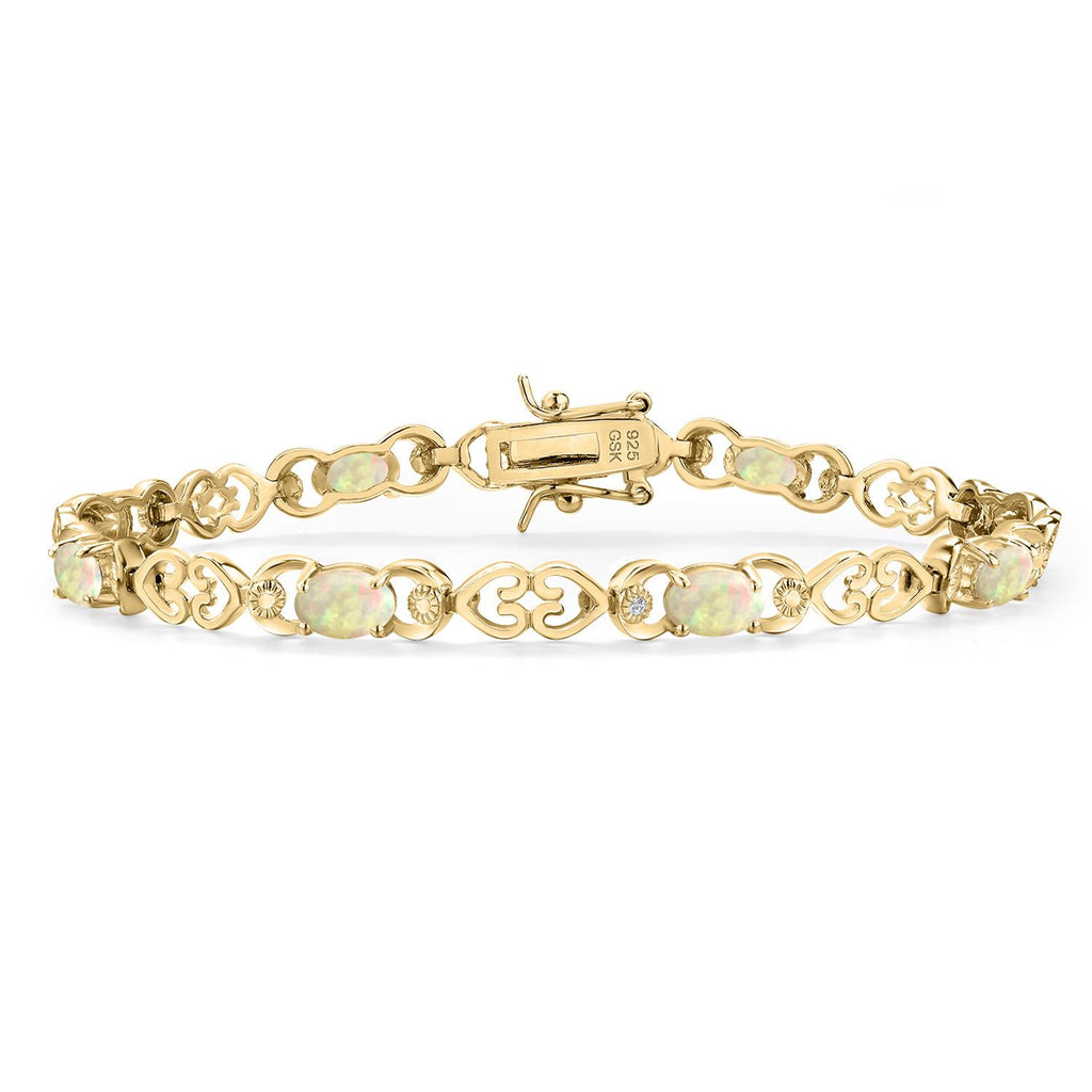 Ethiopian Opal-Cabochon - October_Bracelet in 925 Yellow Gold Plated Silver
