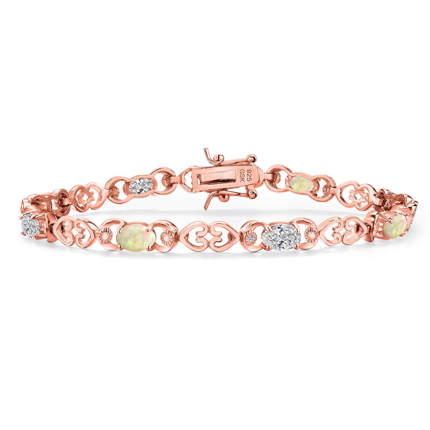Ethiopian Opal-Cabochon - October_Bracelet in 925 Rose Gold Plated Silver