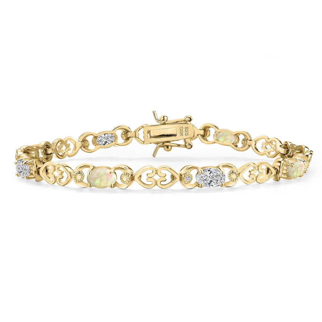 Ethiopian Opal-Cabochon - October_Bracelet in 925 Yellow Gold Plated Silver