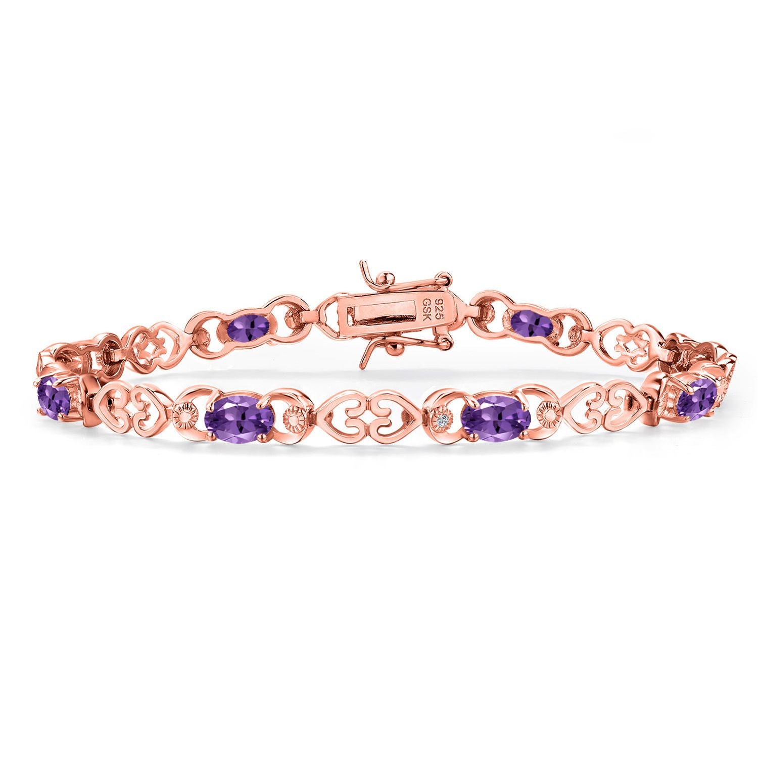 Amethyst - February_Bracelet in 925 Rose Gold Plated Silver