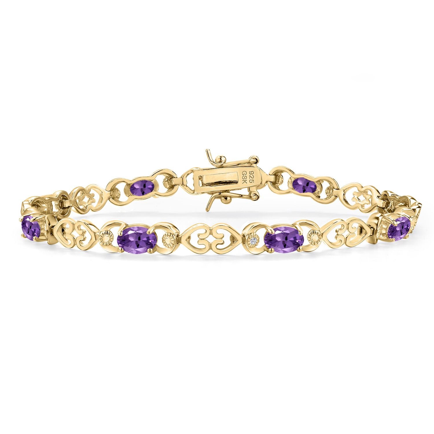 Amethyst - February_Bracelet in 925 Yellow Gold Plated Silver