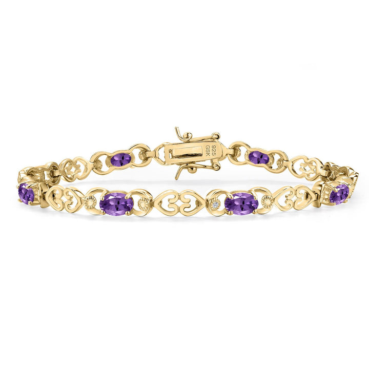 Amethyst - February_Bracelet in 925 Yellow Gold Plated Silver