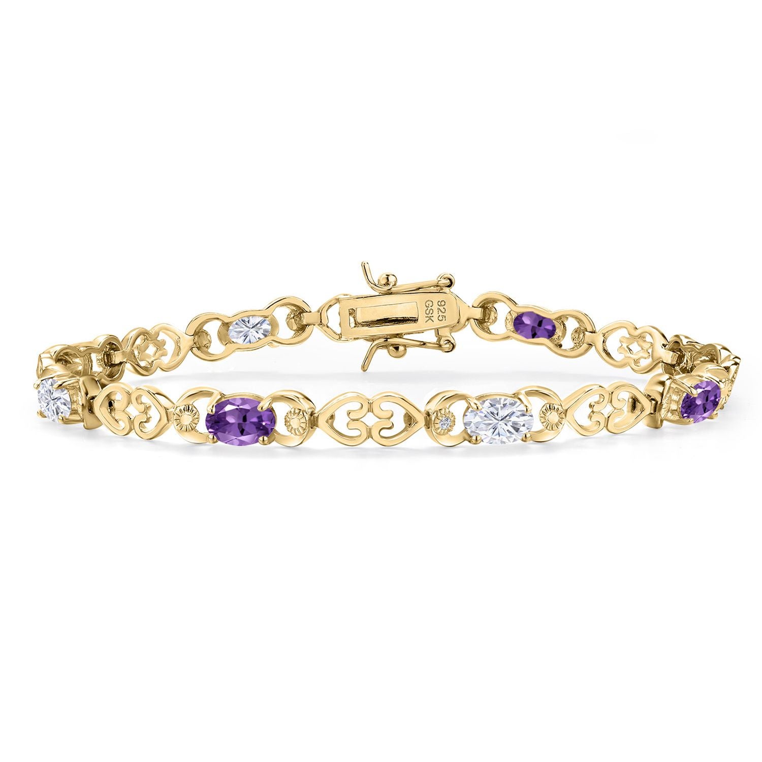 Amethyst - February_Bracelet in 925 Yellow Gold Plated Silver
