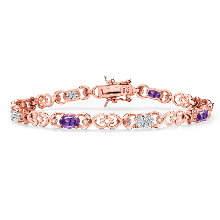 Amethyst - February_Bracelet in 925 Rose Gold Plated Silver