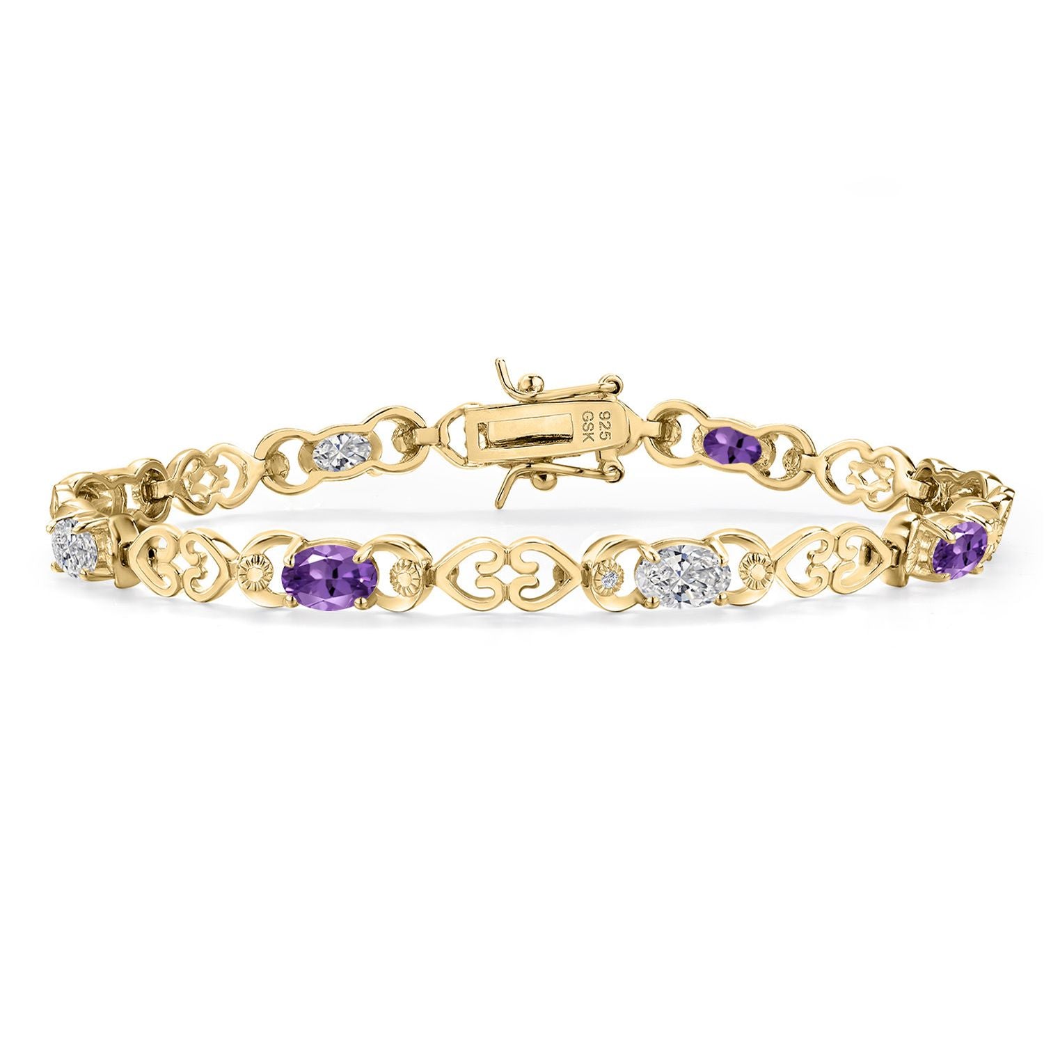 Amethyst - February_Bracelet in 925 Yellow Gold Plated Silver