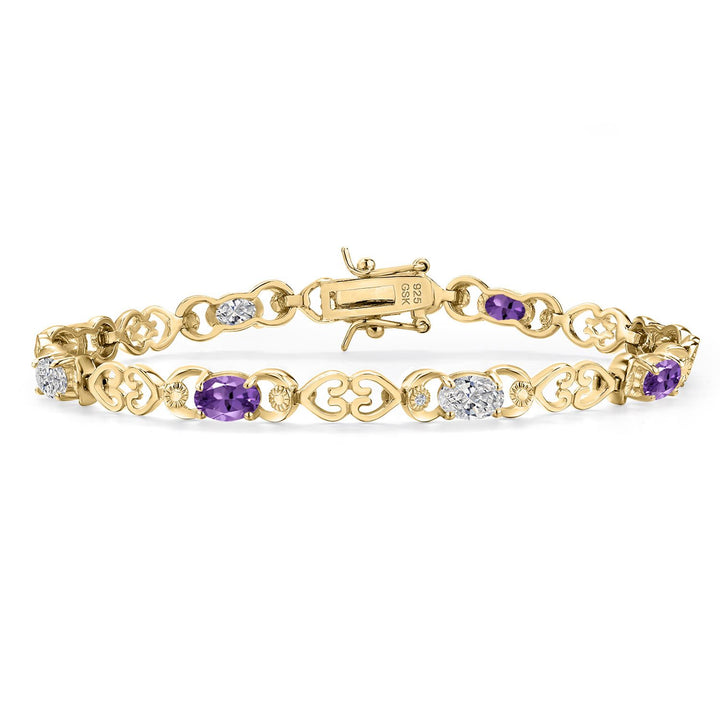 Amethyst - February_Bracelet in 925 Yellow Gold Plated Silver