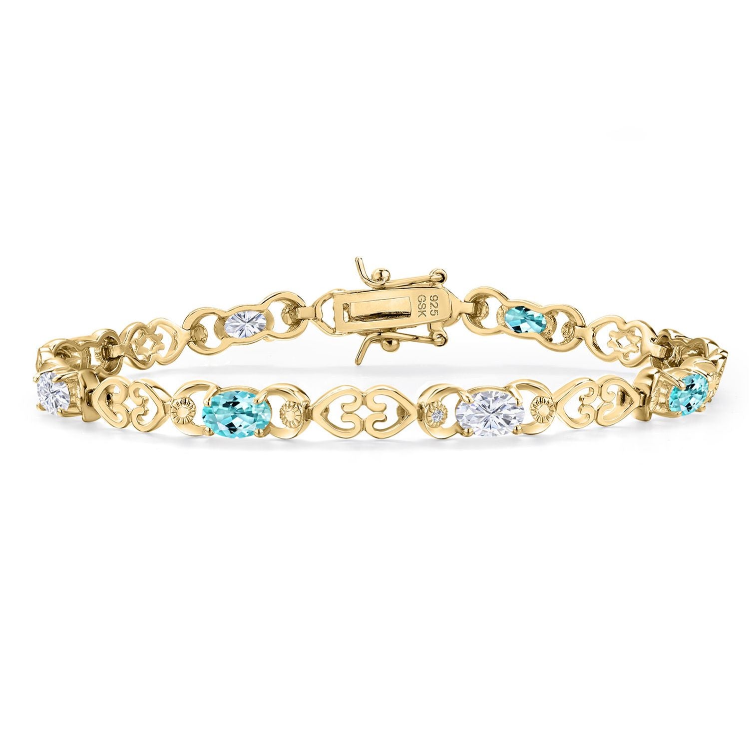 Apatite_Bracelet in 925 Yellow Gold Plated Silver