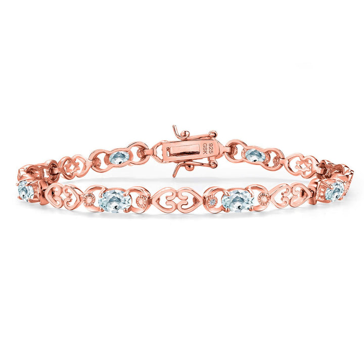 Aquamarine - March_Bracelet in 925 Rose Gold Plated Silver