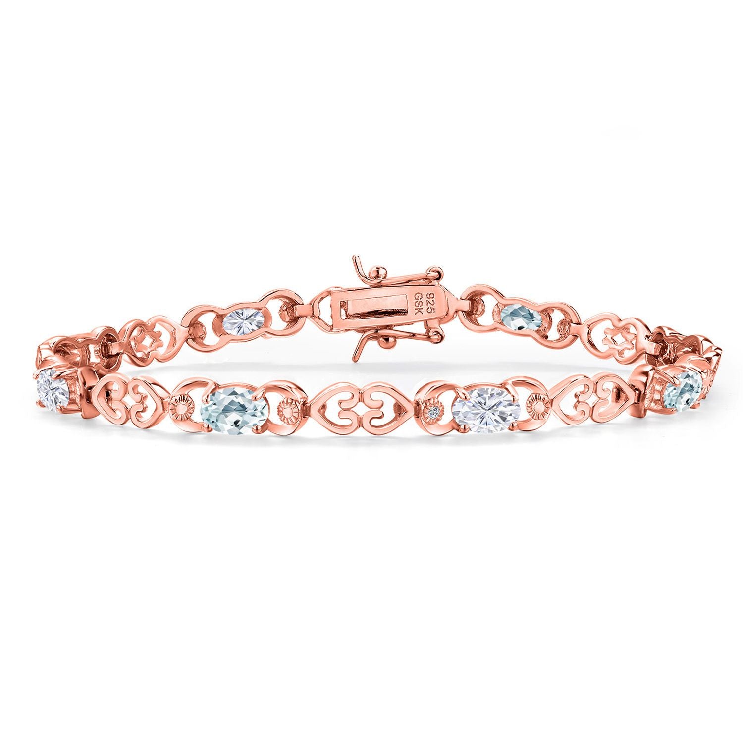 Aquamarine - March_Bracelet in 925 Rose Gold Plated Silver