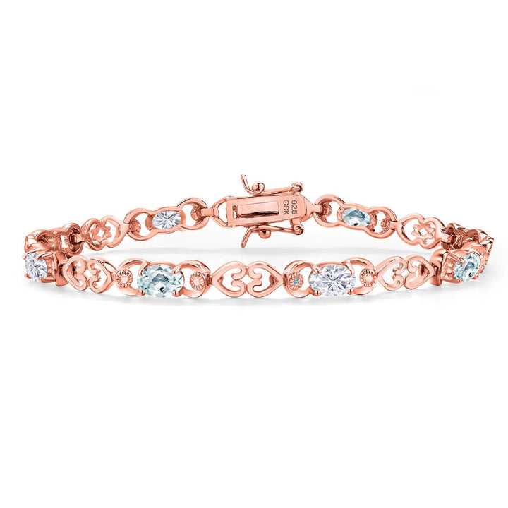 Aquamarine - March_Bracelet in 925 Rose Gold Plated Silver