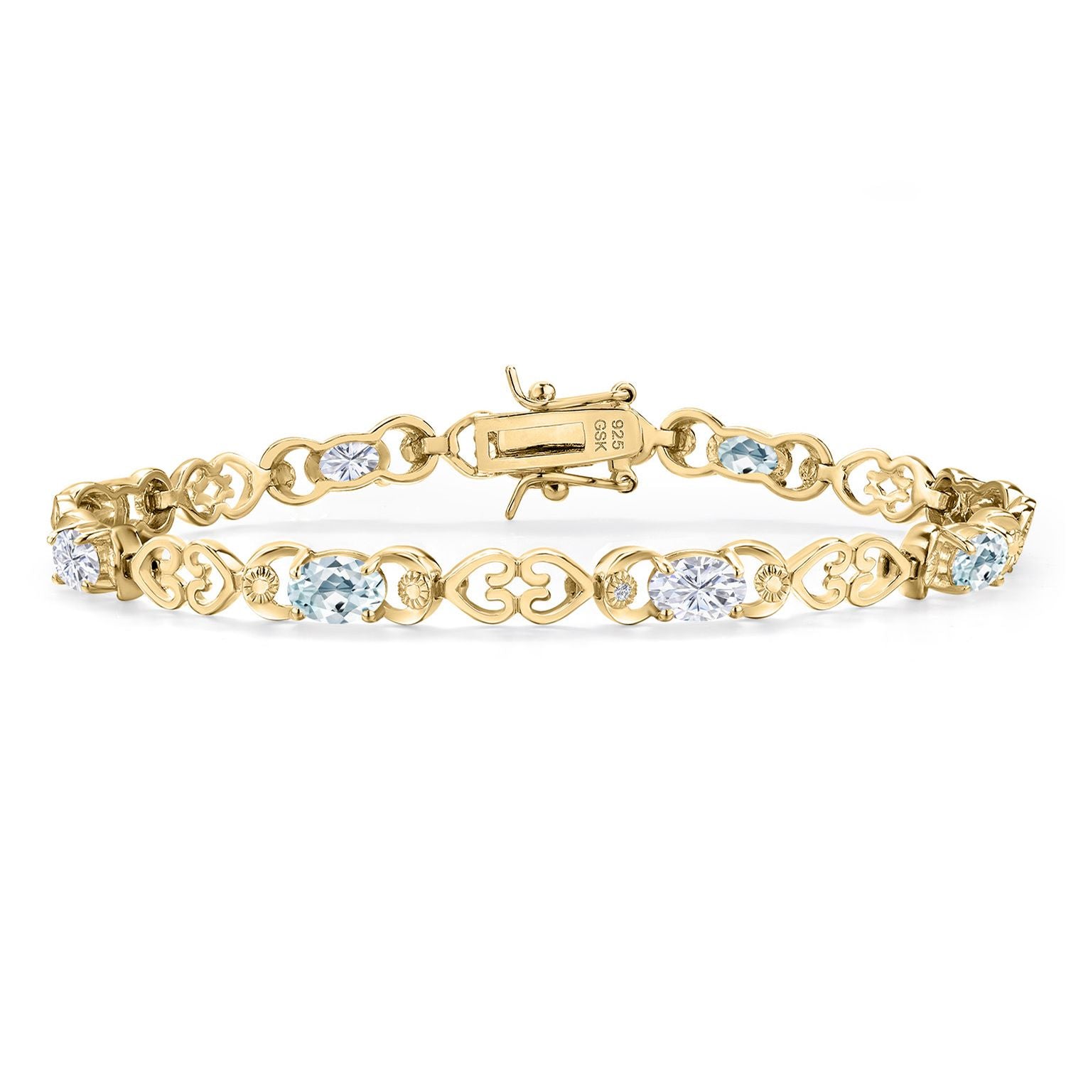 Aquamarine - March_Bracelet in 925 Yellow Gold Plated Silver