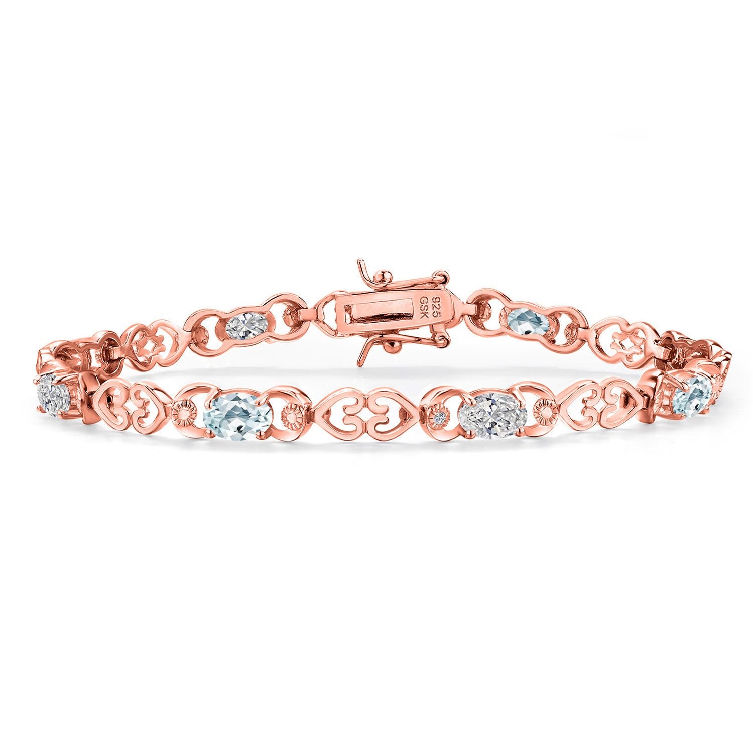 Aquamarine - March_Bracelet in 925 Rose Gold Plated Silver