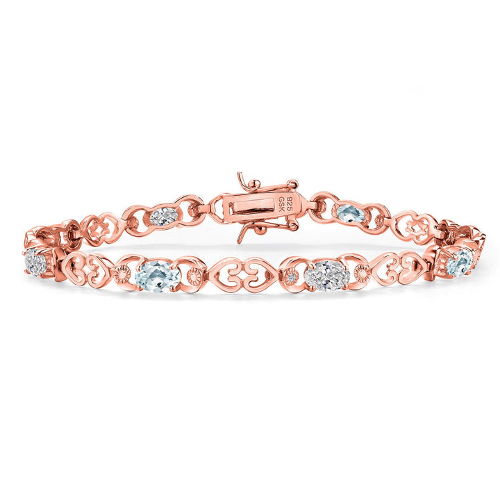 Aquamarine - March_Bracelet in 925 Rose Gold Plated Silver