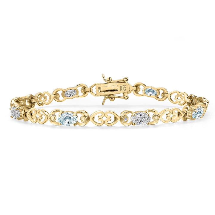 Aquamarine - March_Bracelet in 925 Yellow Gold Plated Silver