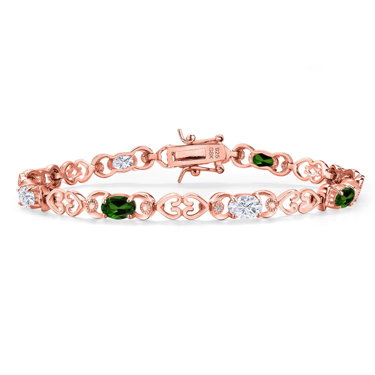 Chrome Diopside_Bracelet in 925 Rose Gold Plated Silver