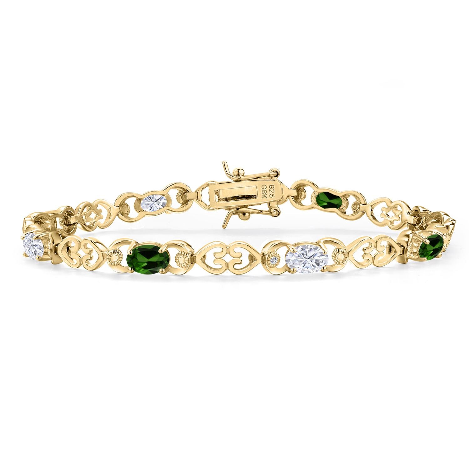 Chrome Diopside_Bracelet in 925 Yellow Gold Plated Silver