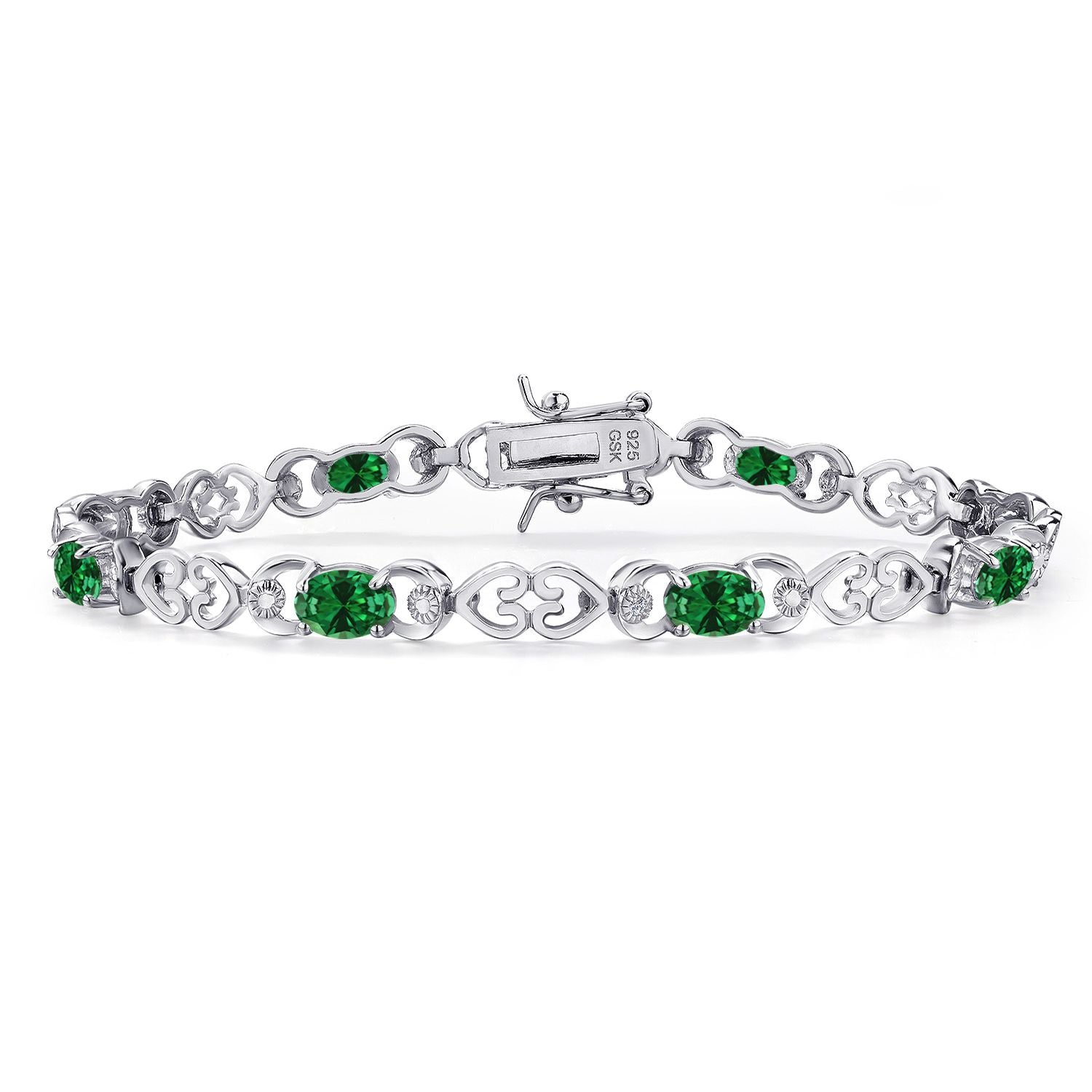Created Emerald - May_Bracelet in 925 Sterling Silver