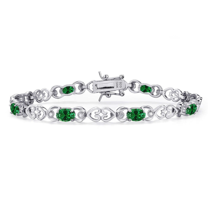 Created Emerald - May_Bracelet in 925 Sterling Silver