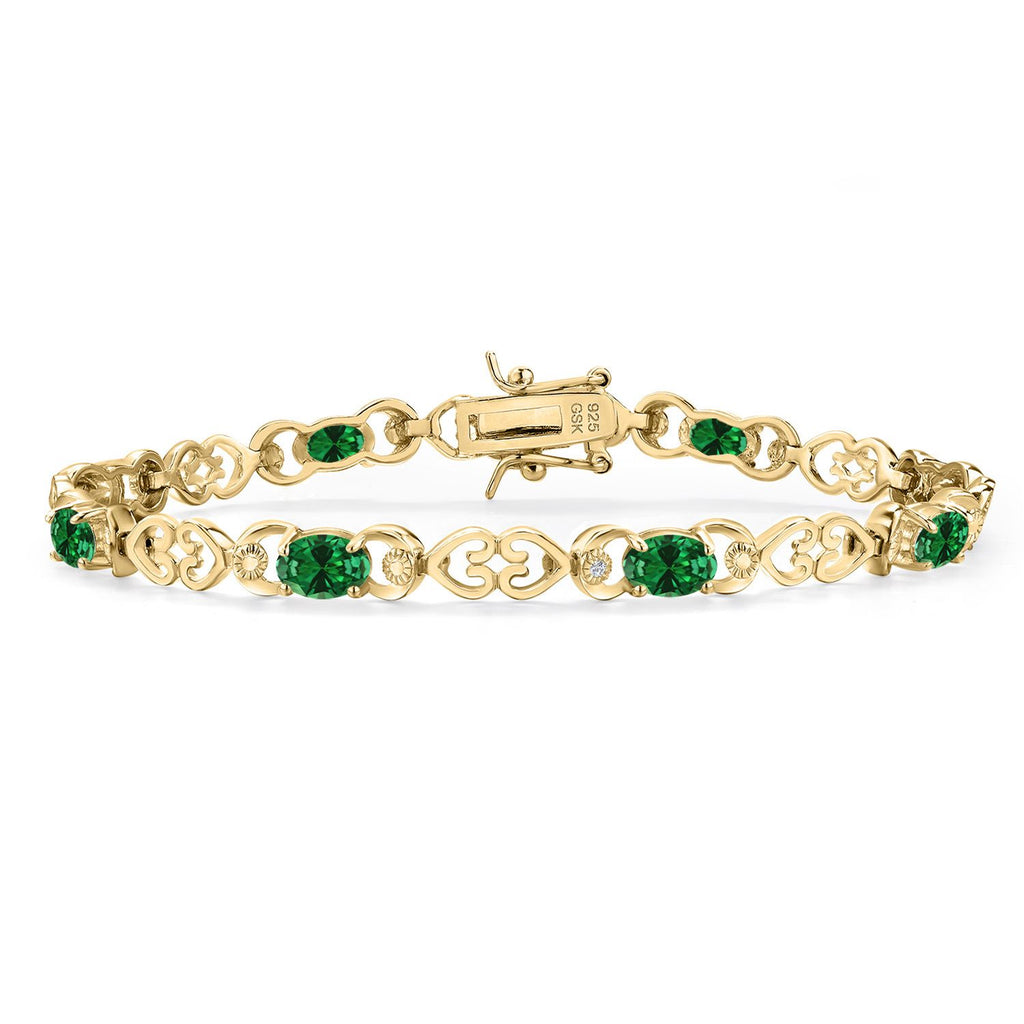 Created Emerald - May_Bracelet in 925 Yellow Gold Plated Silver