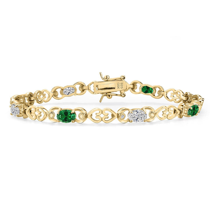 Created Emerald - May_Bracelet in 925 Yellow Gold Plated Silver