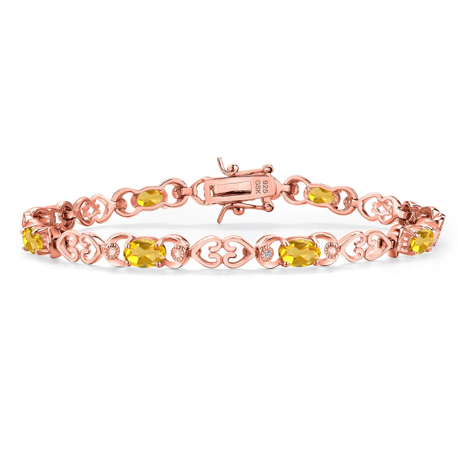 Citrine - November_Bracelet in 925 Rose Gold Plated Silver