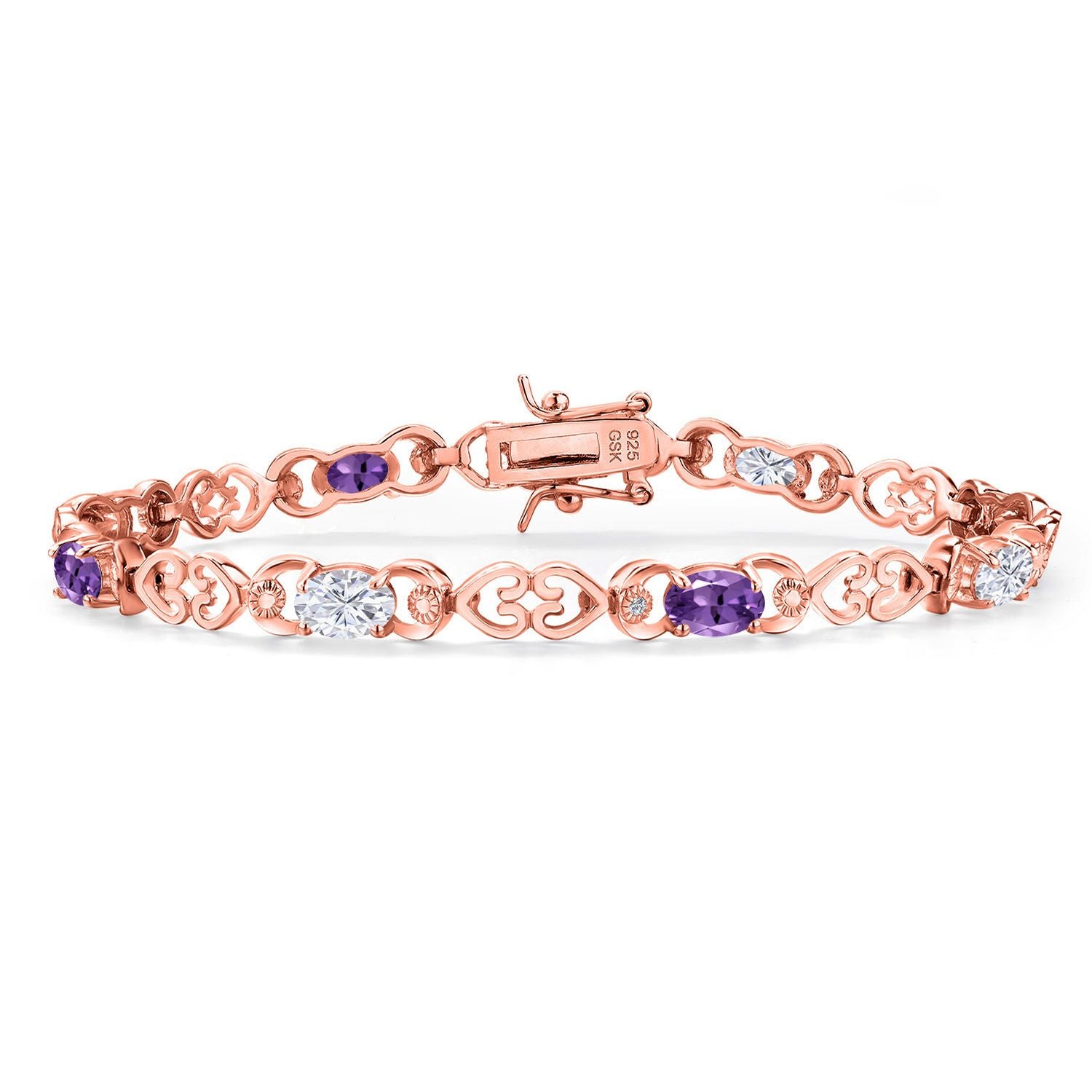 Amethyst - February_Bracelet in 925 Rose Gold Plated Silver