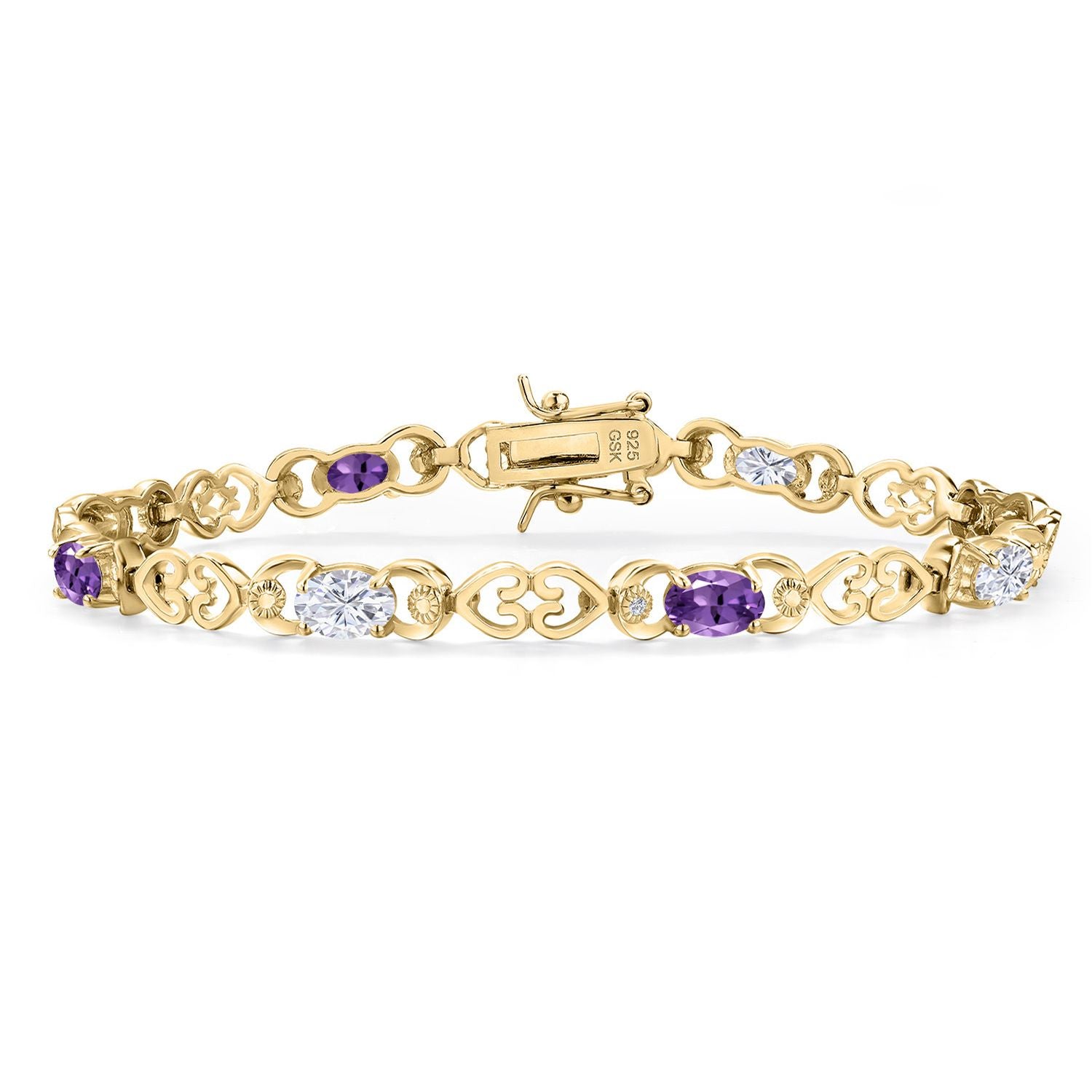 Amethyst - February_Bracelet in 925 Yellow Gold Plated Silver
