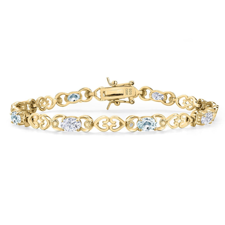 Aquamarine - March_Bracelet in 925 Yellow Gold Plated Silver