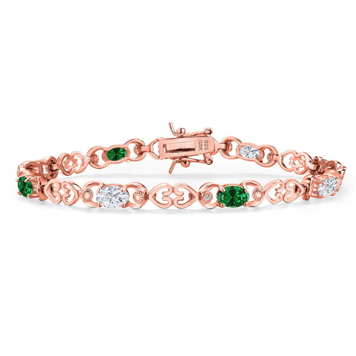 Created Emerald - May_Bracelet in 925 Rose Gold Plated Silver