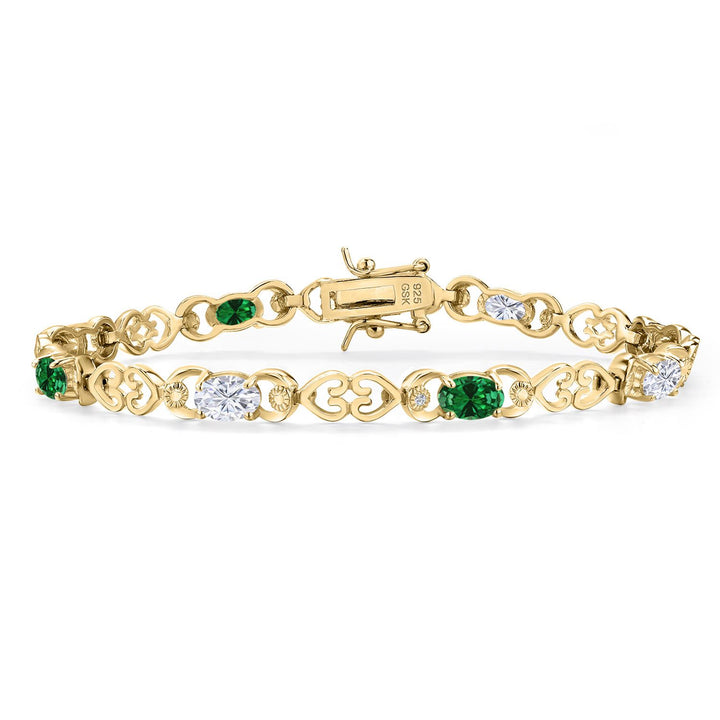 Created Emerald - May_Bracelet in 925 Yellow Gold Plated Silver