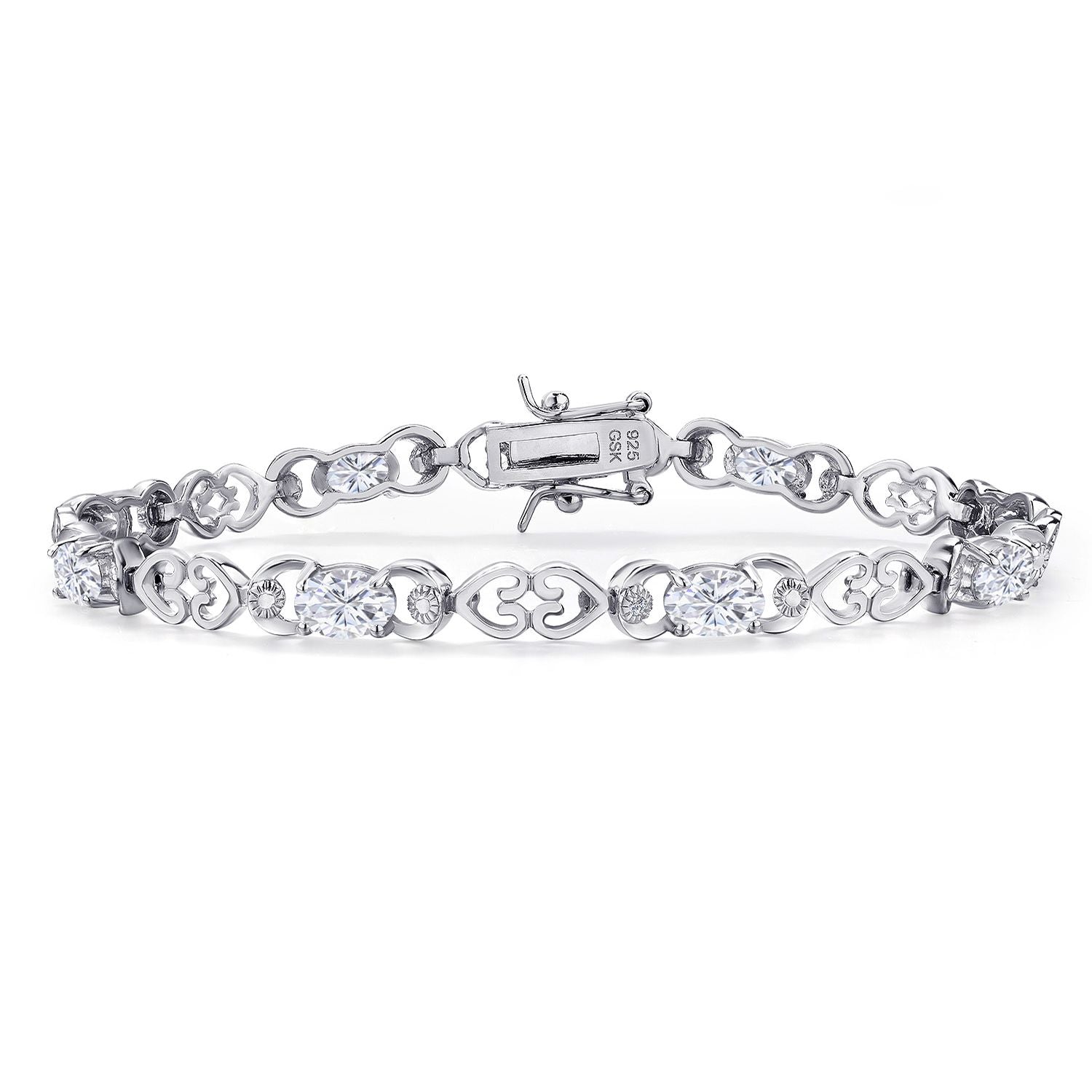 White Moissanite - April_Bracelet in 925 Sterling Silver