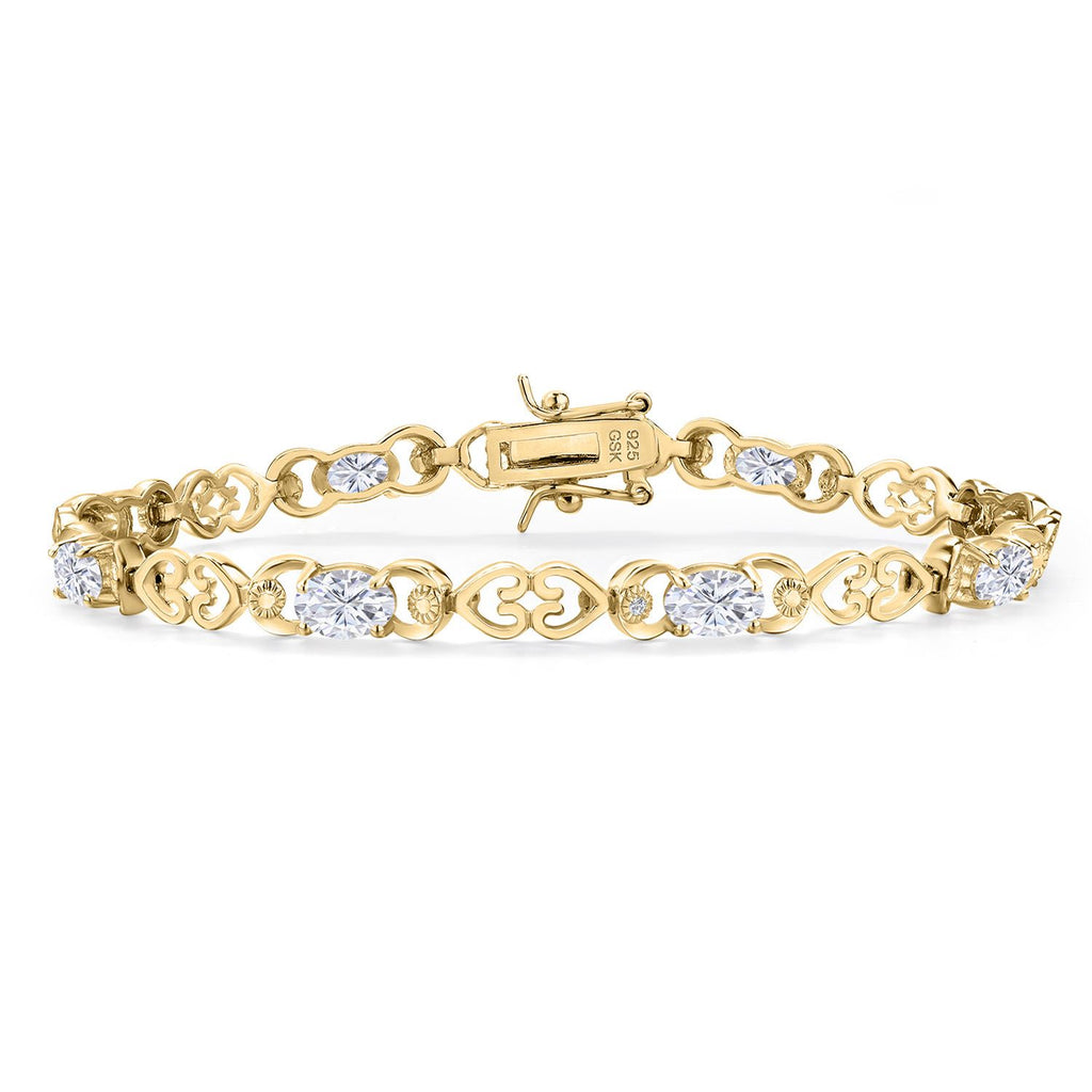 White Moissanite - April_Bracelet in 925 Yellow Gold Plated Silver