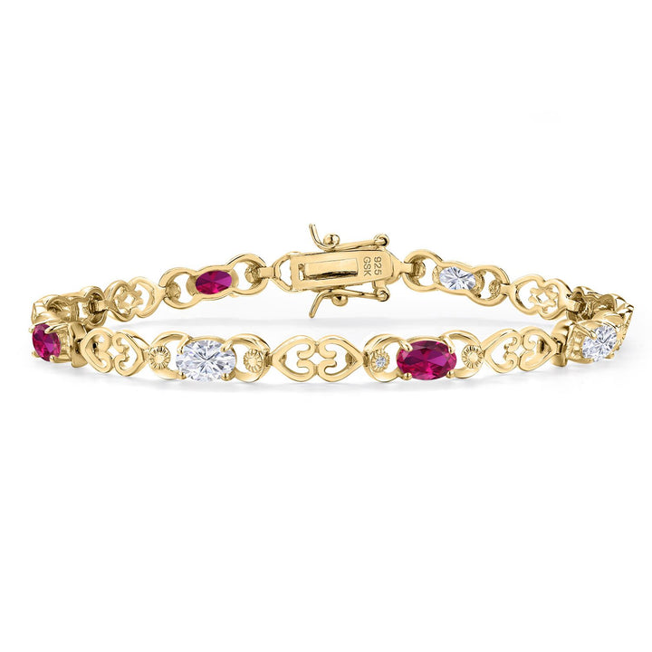 Created Ruby - July_Bracelet in 925 Yellow Gold Plated Silver