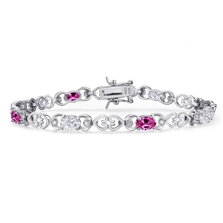 Pink Created Sapphire - September_Bracelet in 925 Sterling Silver