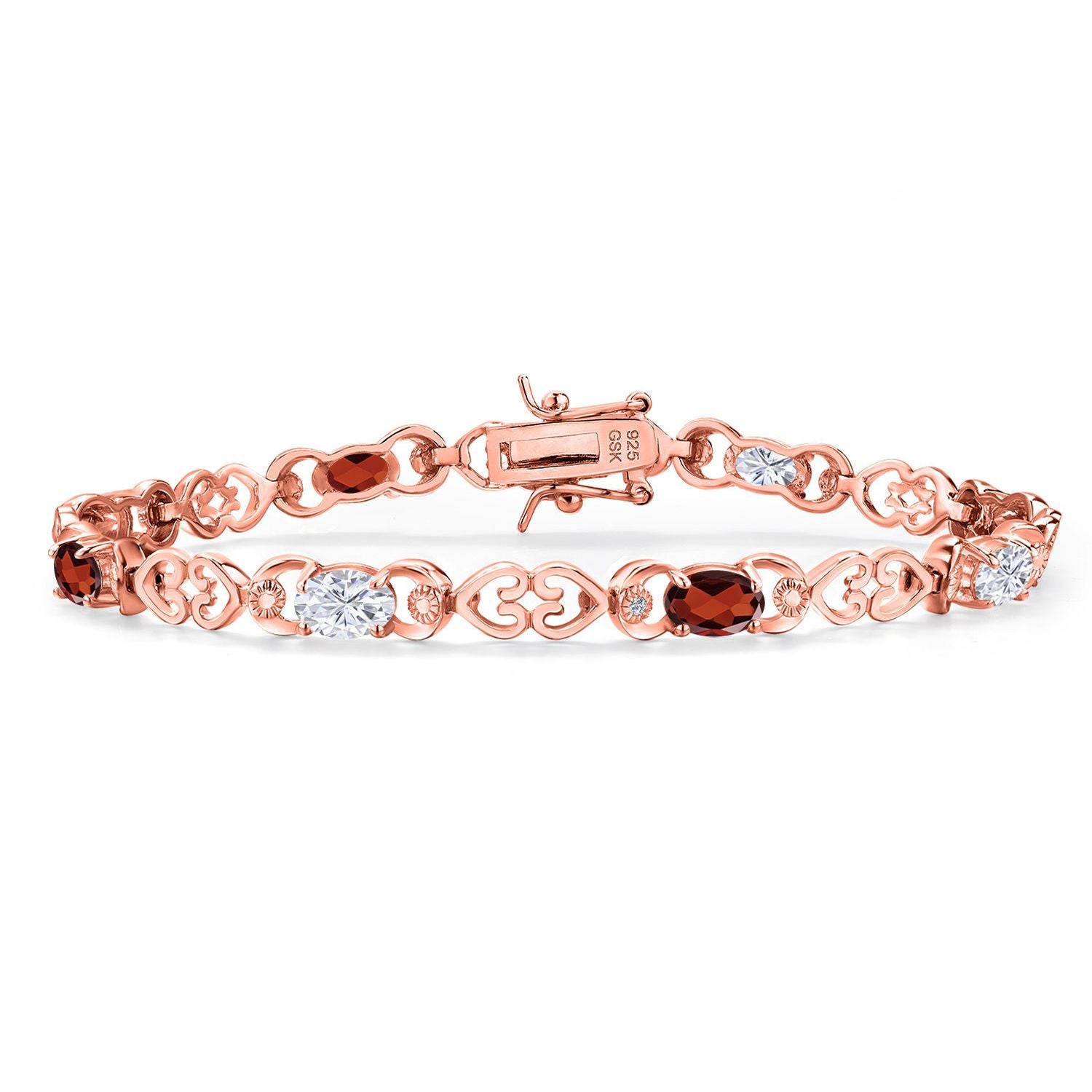 Garnet - January_Bracelet in 925 Rose Gold Plated Silver