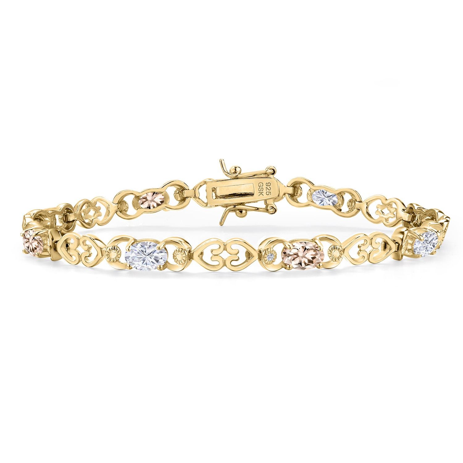 Morganite - October_Bracelet in 925 Yellow Gold Plated Silver