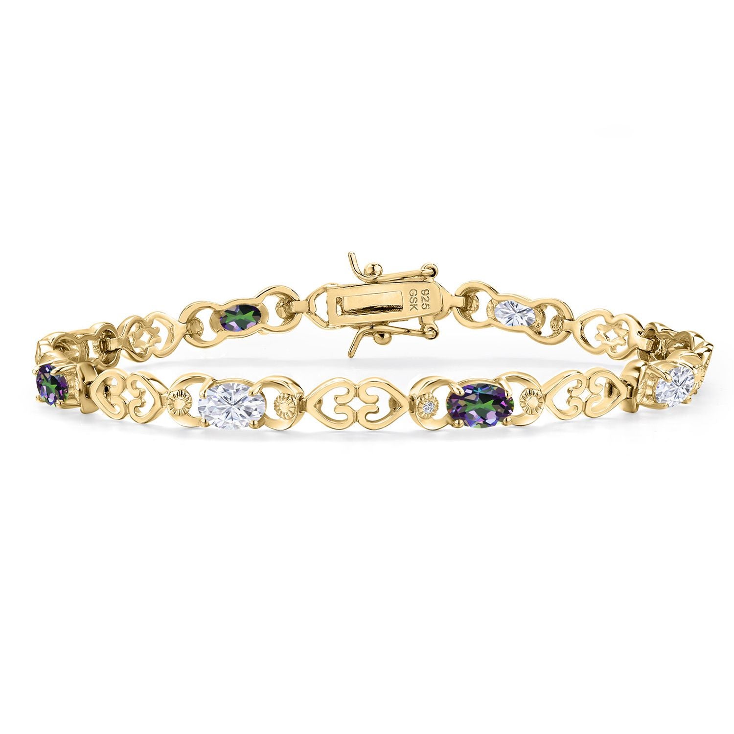 Green Mystic Topaz_Bracelet in 925 Yellow Gold Plated Silver