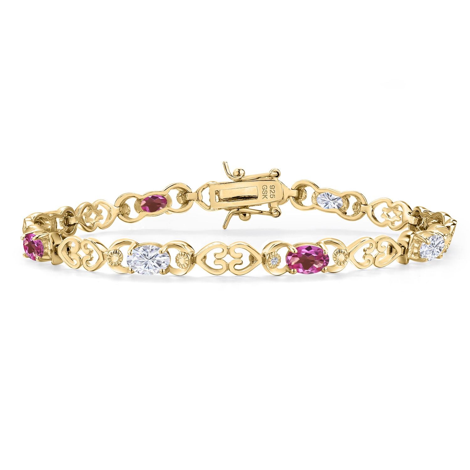 Pink Mystic Topaz_Bracelet in 925 Yellow Gold Plated Silver