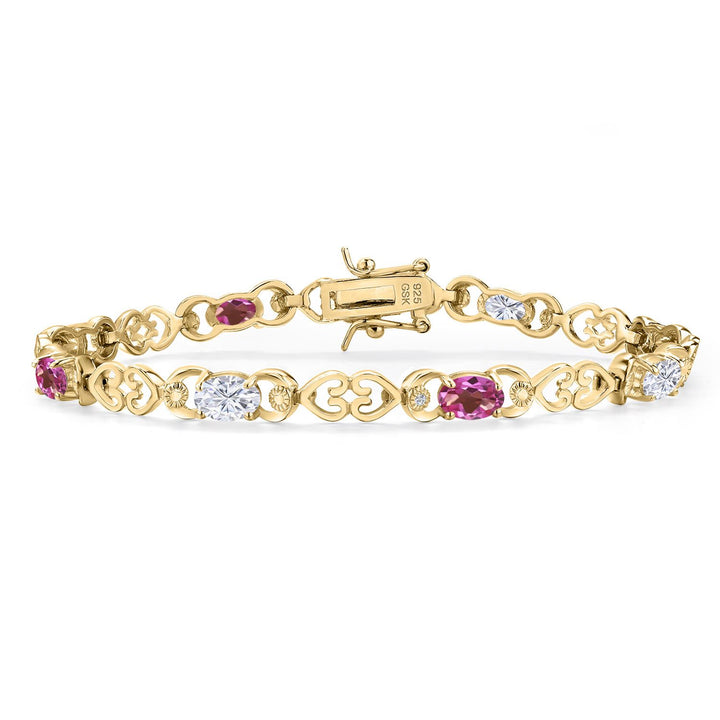 Pink Mystic Topaz_Bracelet in 925 Yellow Gold Plated Silver