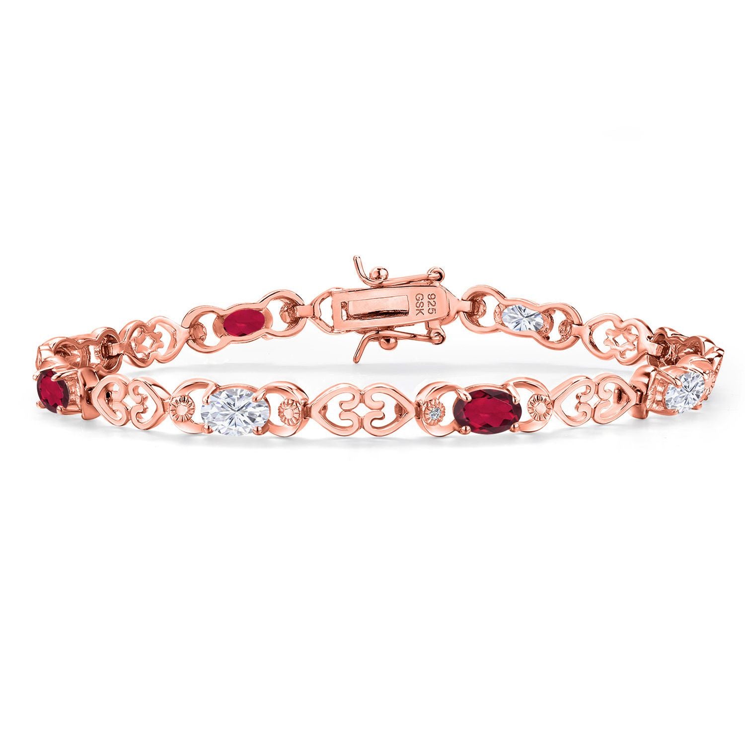 Ruby Red Mystic Topaz_Bracelet in 925 Rose Gold Plated Silver
