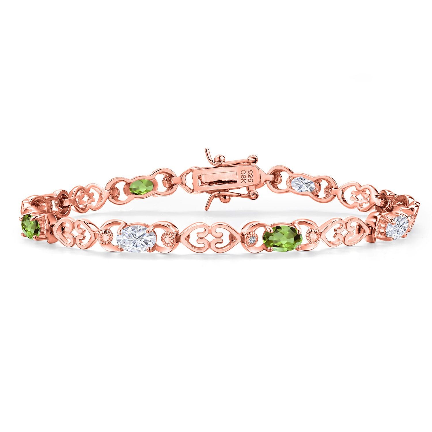 Peridot - August_Bracelet in 925 Rose Gold Plated Silver