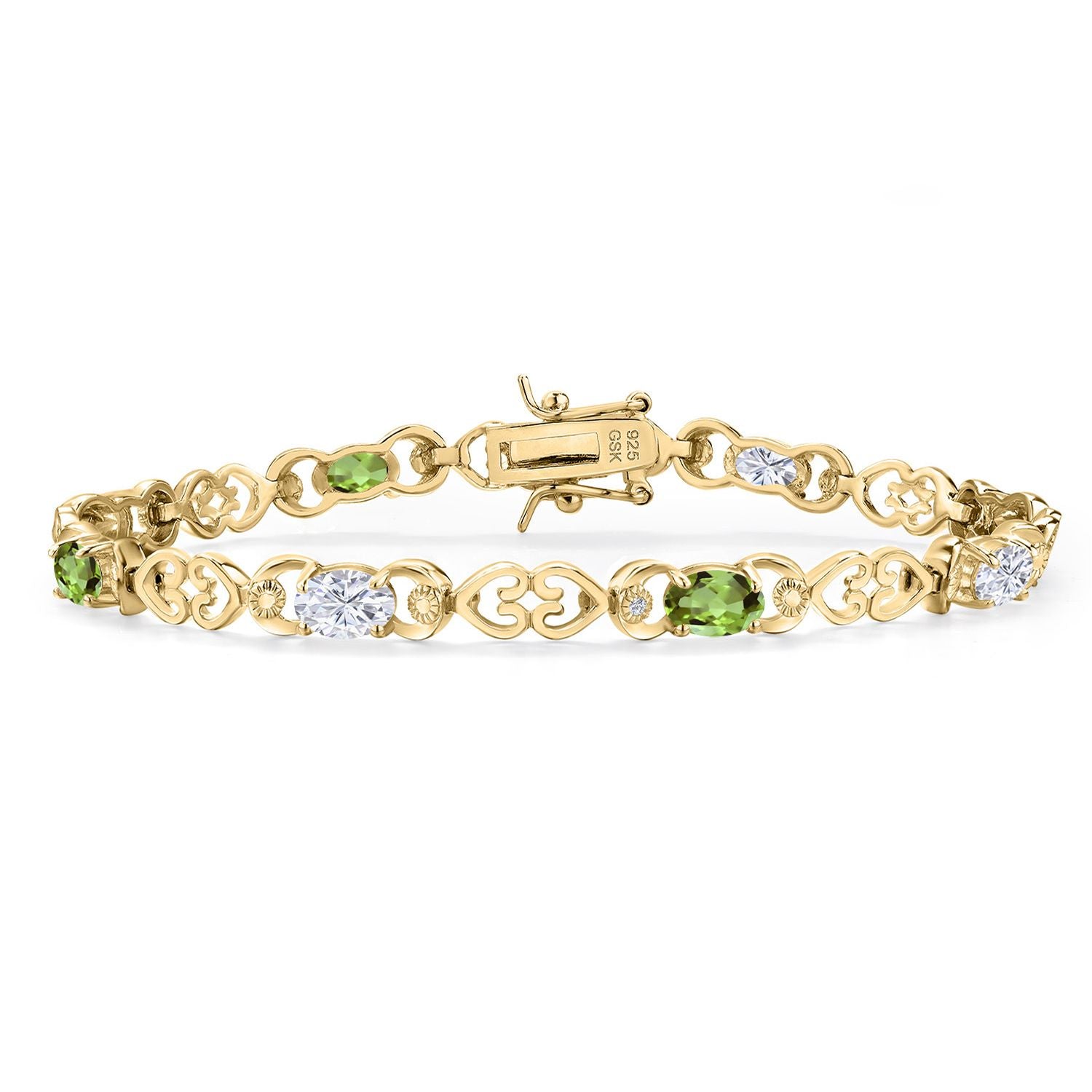 Peridot - August_Bracelet in 925 Yellow Gold Plated Silver