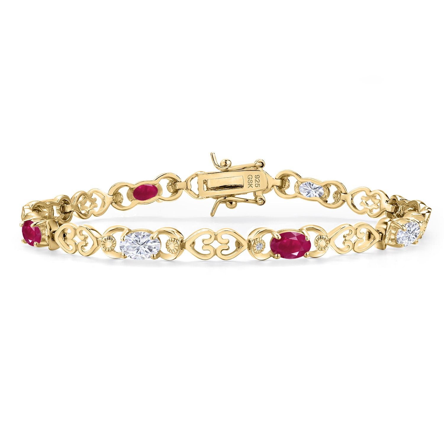 Ruby - July_Bracelet in 925 Yellow Gold Plated Silver