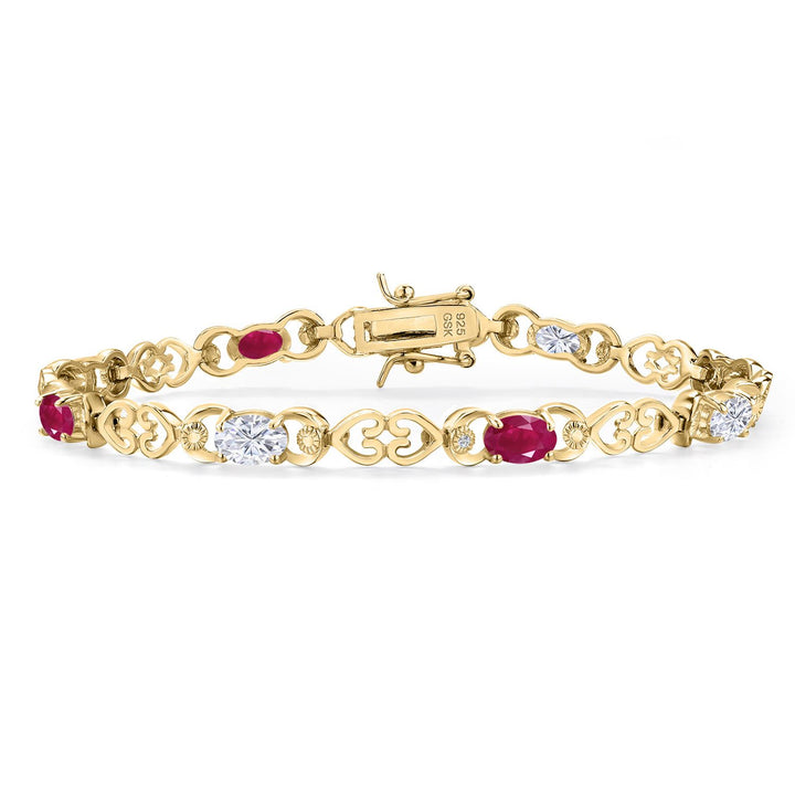 Ruby - July_Bracelet in 925 Yellow Gold Plated Silver